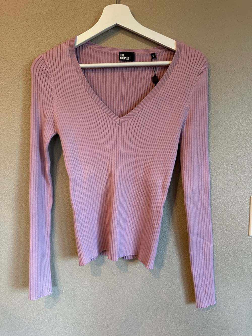The Kooples Ribbed V-Neck Sweater in lilac